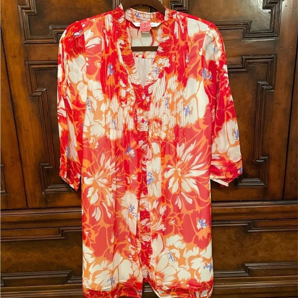 DVF Red Silk Floral Dresss size 0